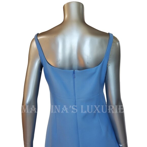 GUCCI DRESS CADY CREPE WOOL SILK SKY BLUE w CRYSTAL G LOGO sz IT 44 US 8 - Picture 9 of 15